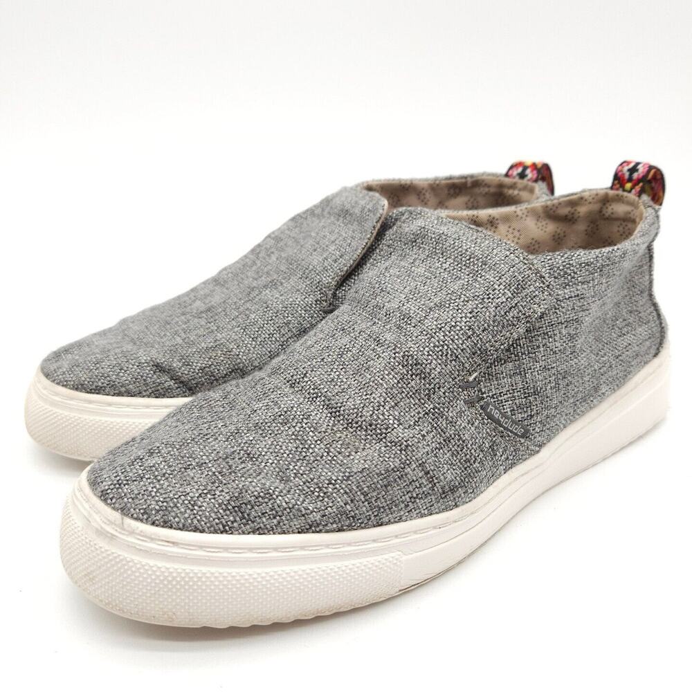 Hey Dude‎ (Womens Size 10) Peyton Loafers Linen Gray Black Canvas Slip On Shoes